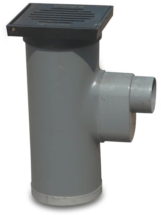 Straßenablauf PVC-U 250 mm x 125 mm Stutzen Grau