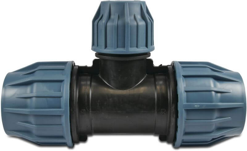 Jason Reduzier T-Stück 90° PP DVGW/KIWA/WRAS/SVGW 16 bar Klemm Schwarz/Blau