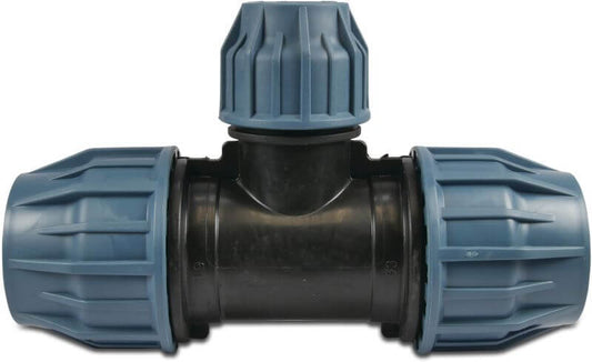 Jason Reduzier T-Stück 90° PP DVGW/KIWA/WRAS/SVGW 16 bar Klemm Schwarz/Blau