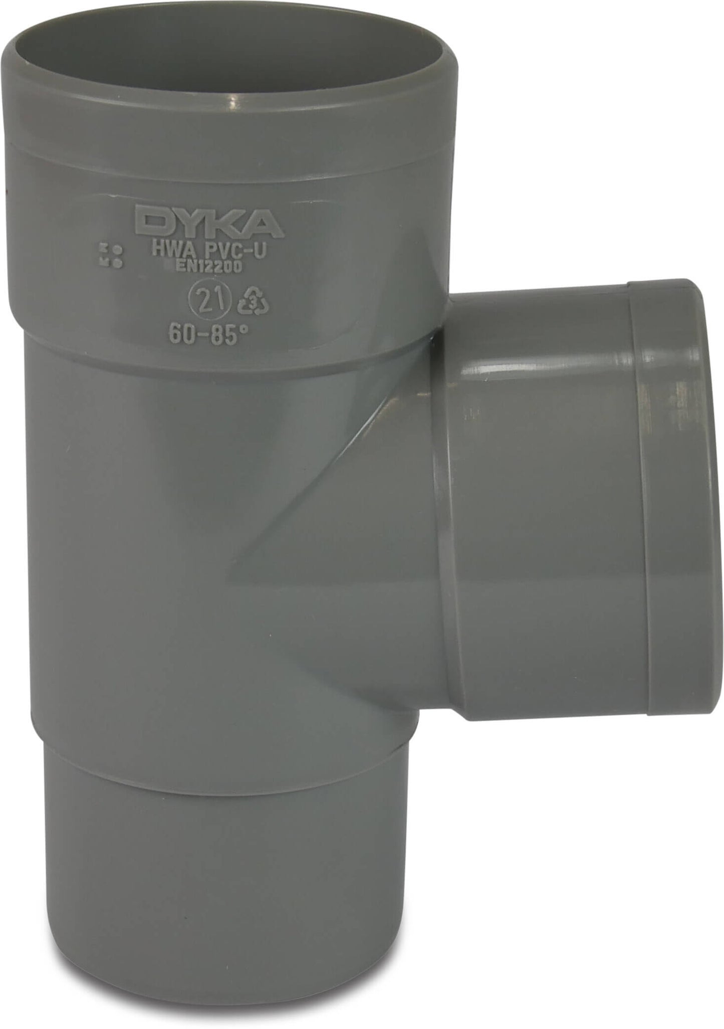 T-Stück 87° PVC-U Klebemuffe x Klebemuffe x Reduziert Grau