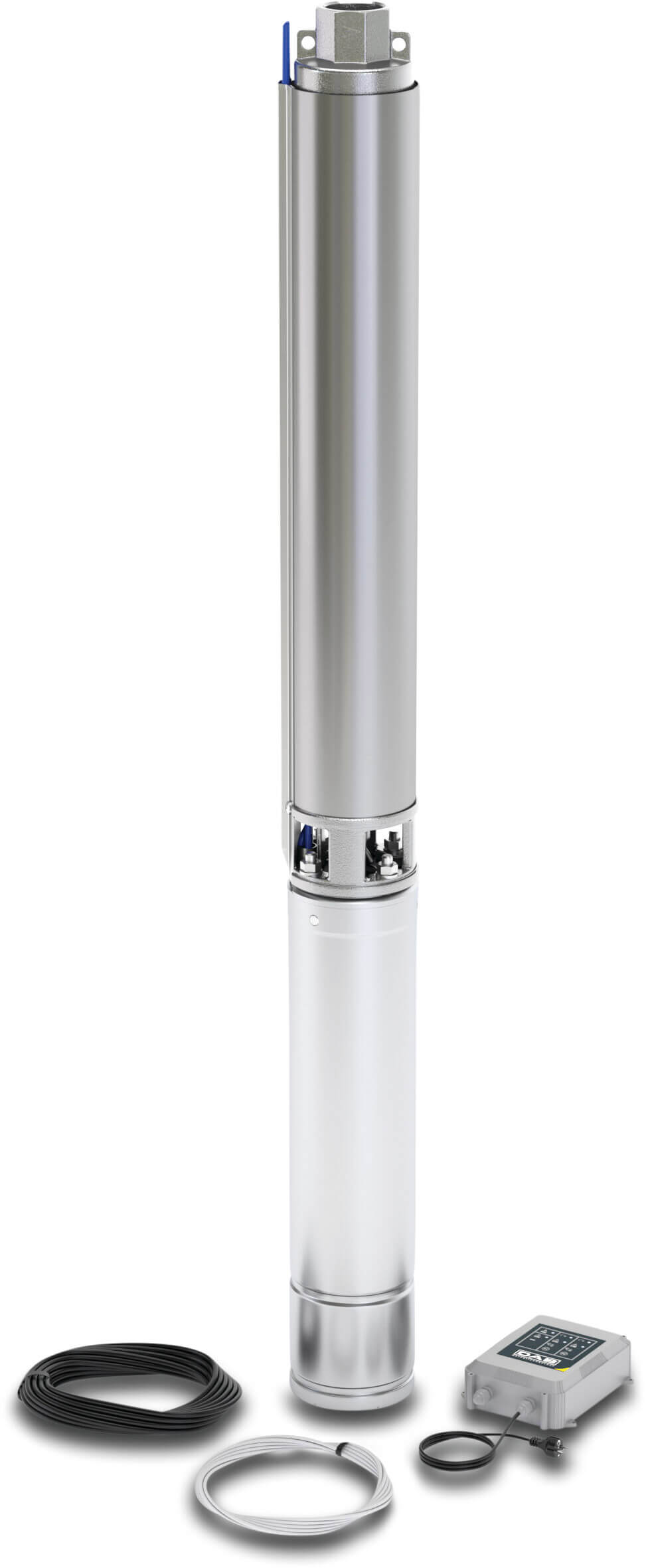DAB Brunnenpumpe Edelstahl 304 1 1/4" Innengewinde 4,5A 230VAC mit 15m Kabel und control box booster Typ Ölkühlung