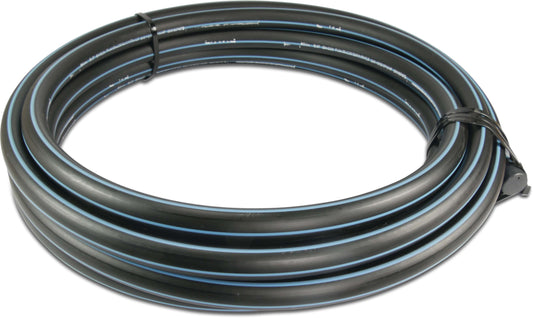 Druckrohr PE100 x Glatt SDR17 10bar Schwarz/Blau 50m KIWA