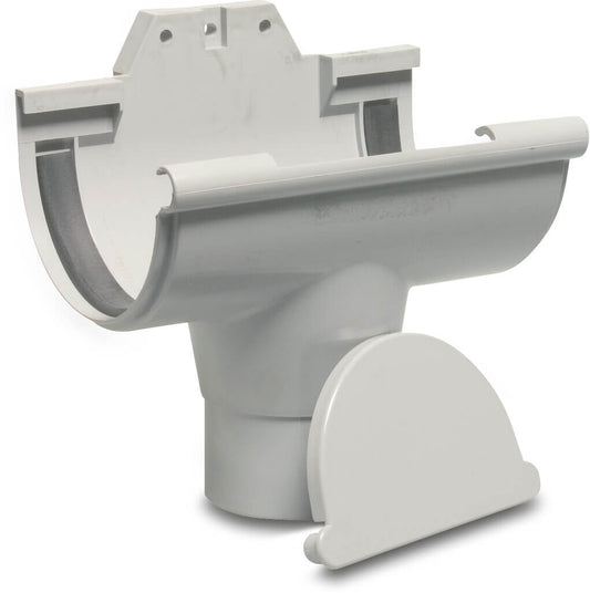 Rinnenendstück PVC-U 115 mm x 80 mm Steckmuffe x Reduziert Grau Typ Universal
