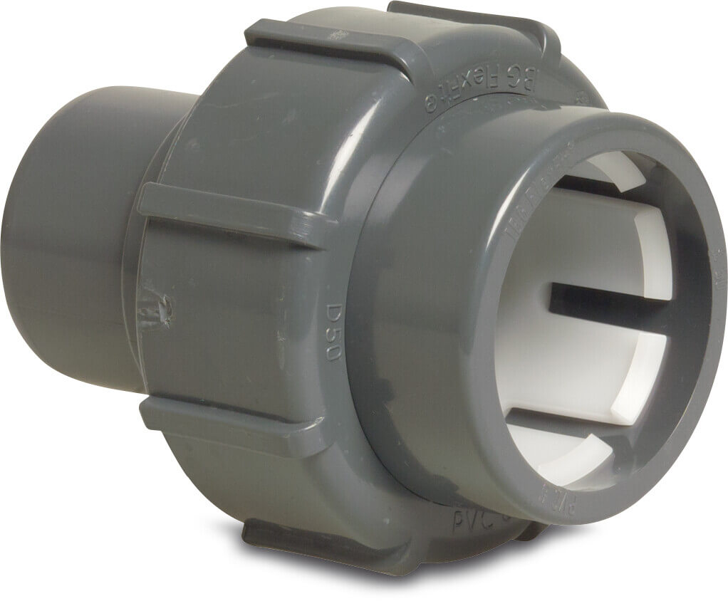 Verschraubung PVC-U 50 mm x 1 1/2" Klemm x Innengewinde 4bar Grau