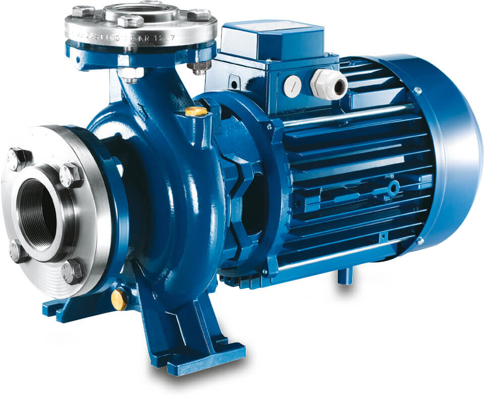 Foras MN32 200 C Kreiselpumpe Gusseisen DN50 x 50 mm x DN32 x 32 mm DIN Flansch 10bar 9,4A 400/690VAC Blau