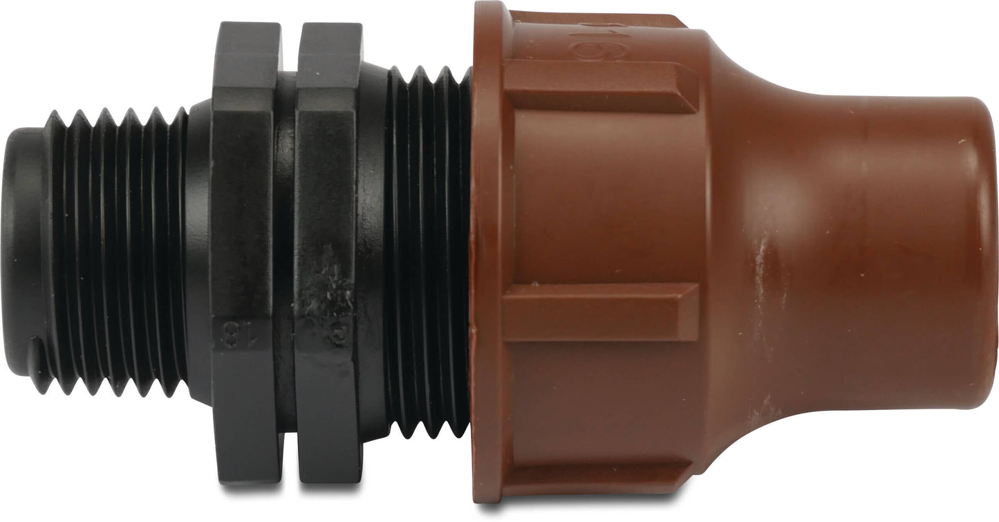 Kupplung PP 16 mm x 1/2" lock x Außengewinde 6bar Braun Typ BF-82-50 lock