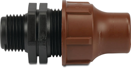 Kupplung PP 16 mm x 1/2" lock x Außengewinde 6bar Braun Typ BF-82-50 lock