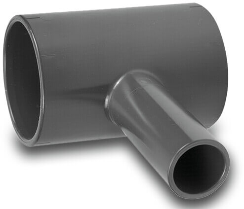 VDL T-Stück 90° PVC-U Klebemuffe x Stutzen x Klebemuffe 10bar Grau