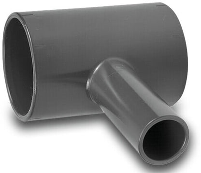 VDL T-Stück 90° PVC-U Klebemuffe x Stutzen x Klebemuffe 10bar Grau