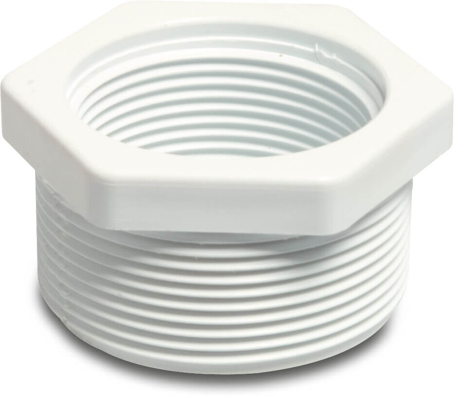 Reduzierstück PVC-U 2" x 1 1/2" Außengewinde x Innengewinde 10bar Weiß