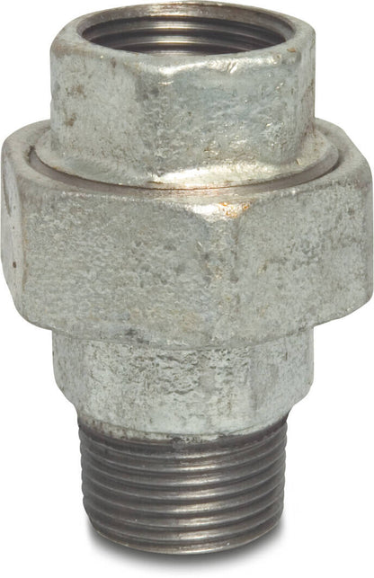Profec Nr. 331 Verschraubung Gusseisen Verzinkt Innengewinde x Außengewinde 25bar DVGW Typ Flach