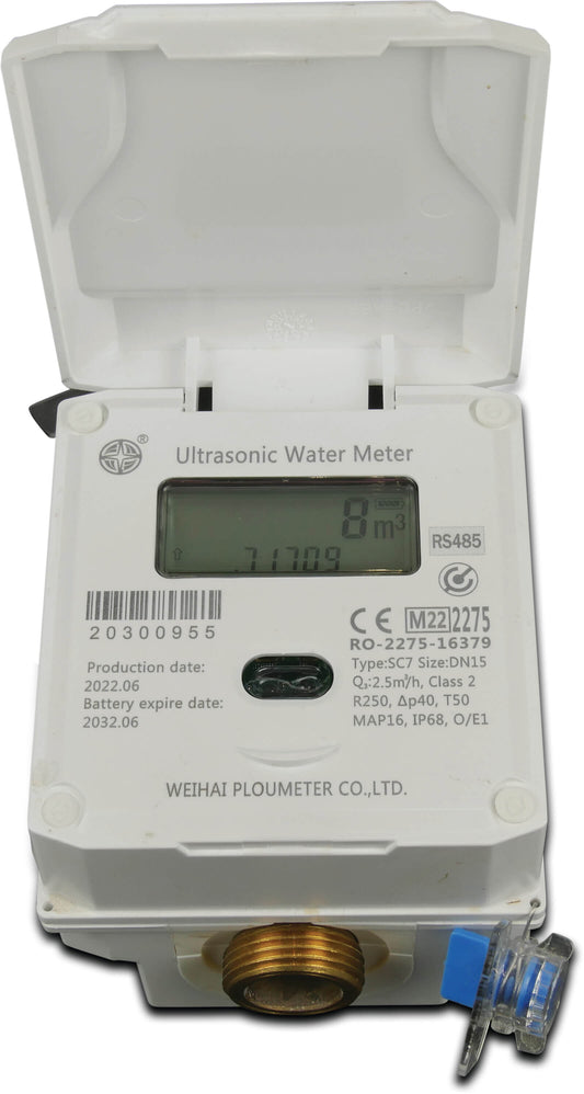 Profec Ultraschall Wasserzähler Messing 3/4" Außengewinde 16bar DNDN15 24VDC Weiß MID Typ Class 2