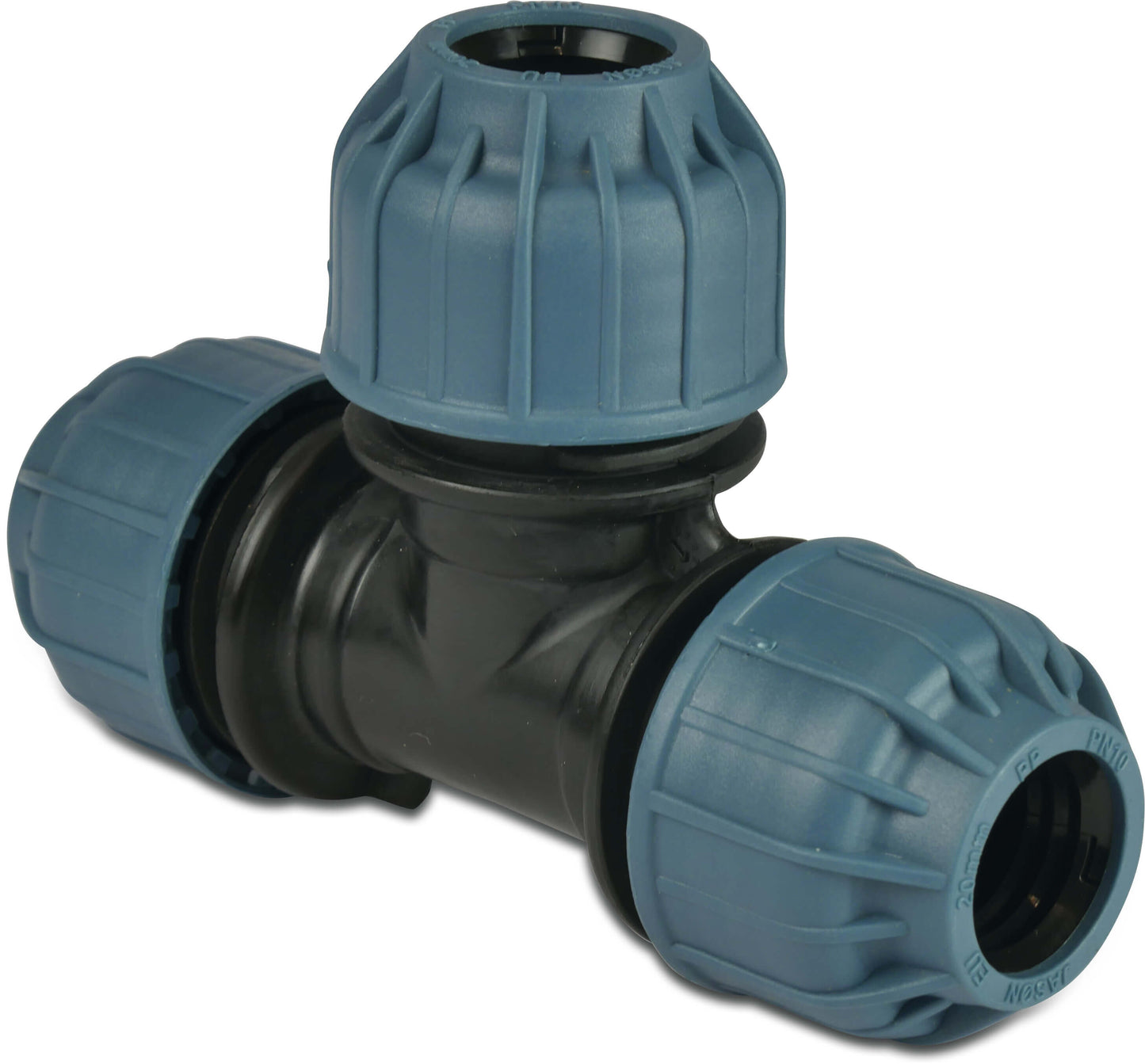 Jason T-Stück 90° PP Klemm 10bar Schwarz/Blau