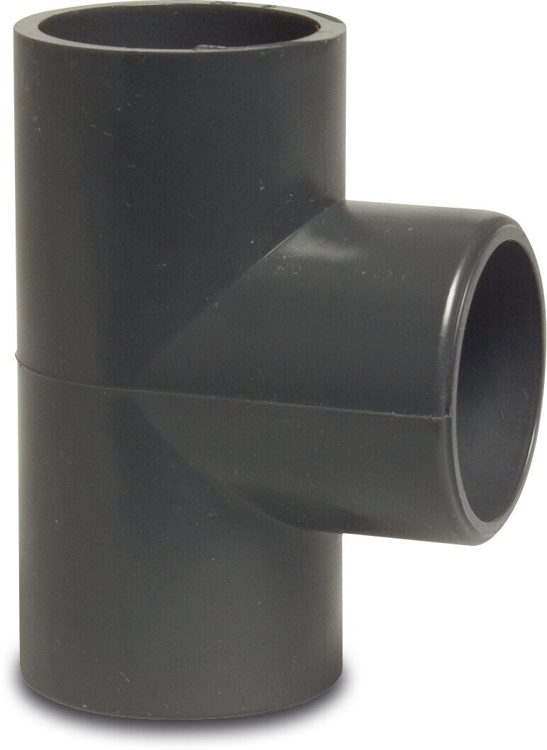 T-Stück 90° PVC-U Klebemuffe 16bar Grau