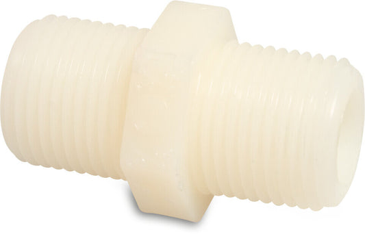 Doppelnippel Nylon Außengewinde 16bar Weiß