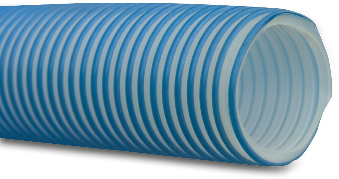 Merlett Schwimmbadschlauch PVC-U 50 mm x 61 mm 0.5bar Weiß/Blau 30m (VE: 30 m)