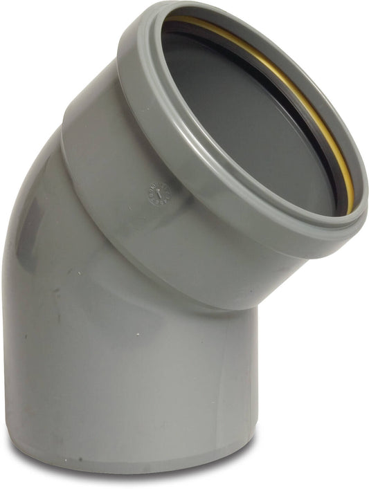 Bogen 45° PVC-U SN4 Steckmuffe x Stutzen DN100 Grau KOMO/BENOR kurz