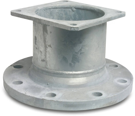 Übergangsstück Stahl Verzinkt 6" x DN200 Quadratflansch x DIN Flansch 10bar DN200 PN10