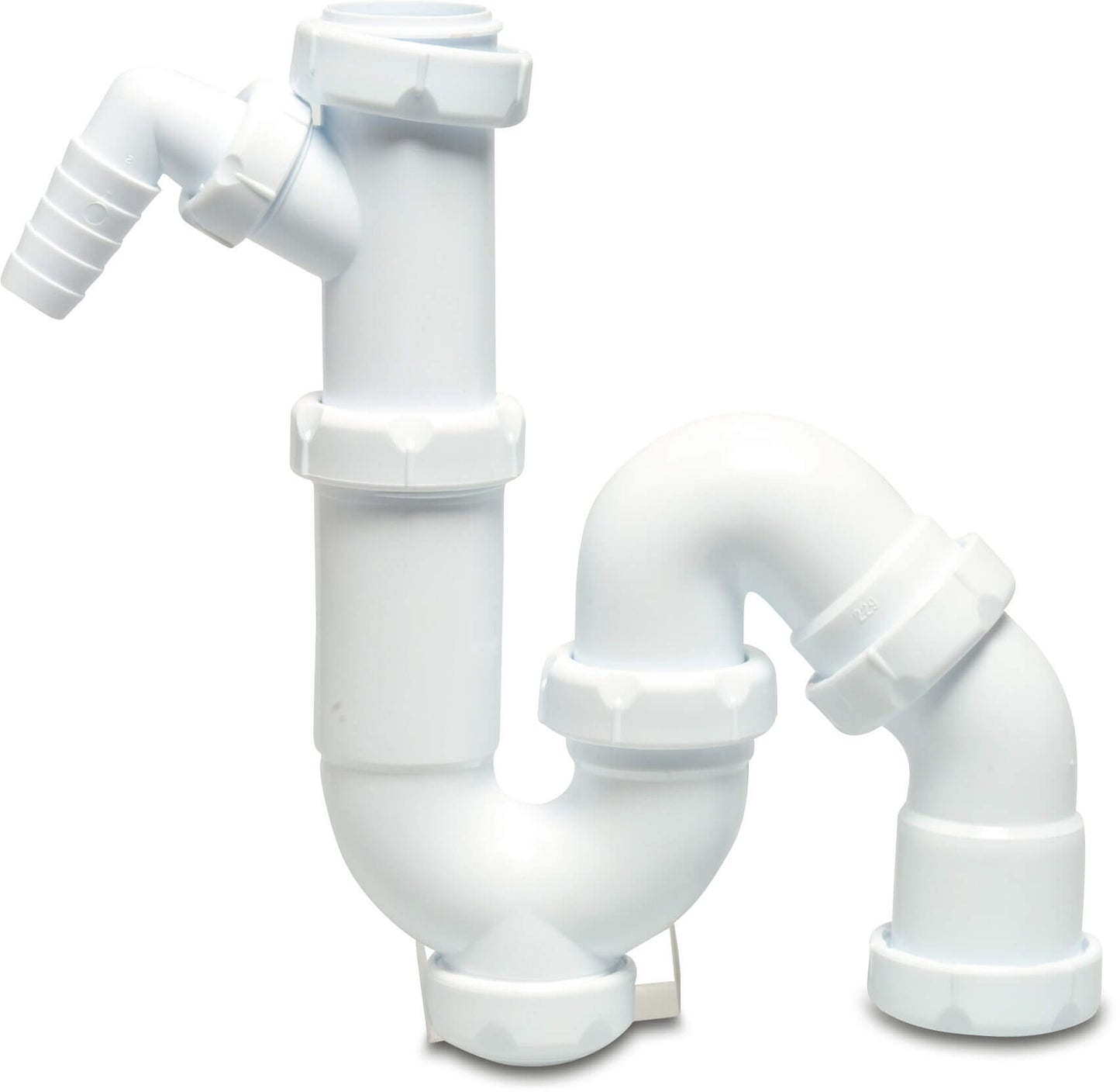 Siphon PP 1 1/2" x 40 mm Innengewinde x Schelle Weiß Typ Universal