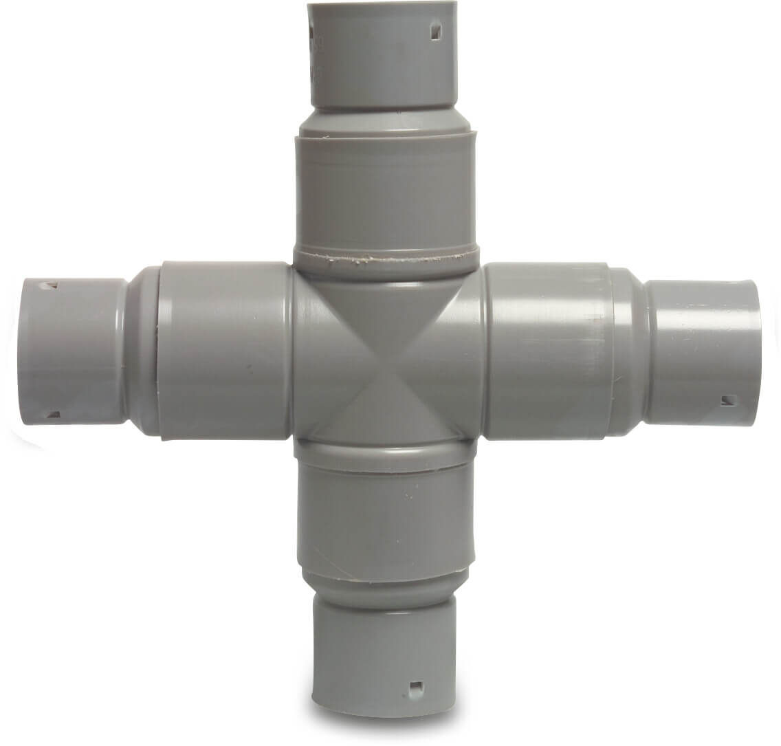 Kreuzstück PP 60 mm Klick Muffe Grau