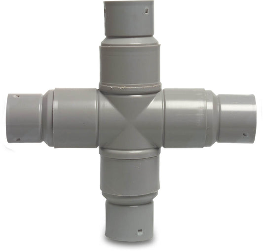 Kreuzstück PP 60 mm Klick Muffe Grau
