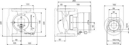 Grundfos Umwälzpumpe mit variabler Drehzahl Edelstahl DIN Flansch 10bar 1.95A 230VAC Schwarz/Rot WRAS