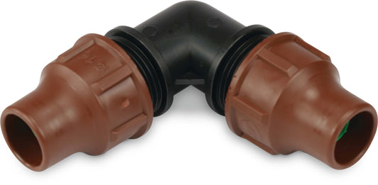 Winkel 90° PP 16 mm lock Braun Typ BF-22 lock (VE: 10 St.)