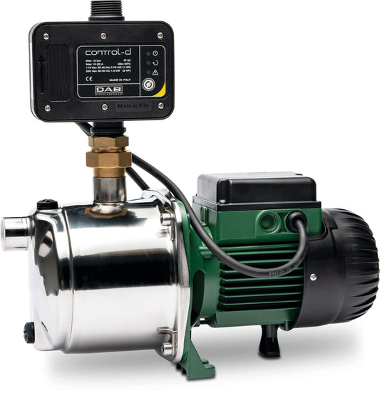 DAB Mehrstufige Kreiselpumpe Edelstahl 304 1" Innengewinde x Außengewinde 6,5A 230VAC Grün Selbstansaugend mit Press-Control