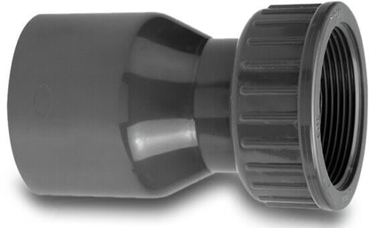 VDL 2/3 Verschraubung PVC-U 32 mm x 1 1/4" Klebemuffe x Überwurfmutter IG 16bar Grau