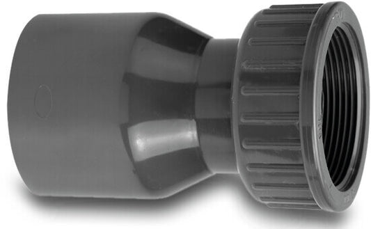 VDL 2/3 Verschraubung PVC-U 32 mm x 1 1/4" Klebemuffe x Überwurfmutter IG 16bar Grau