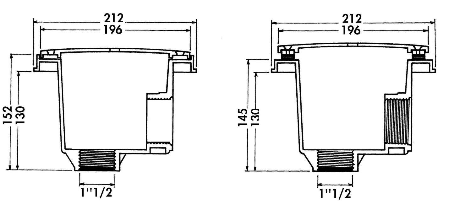 Hayward 32.. Bodenablauf ABS 50/63 mm x 1 1/2" Klebemuffe x Innengewinde Weiß 2 Stück