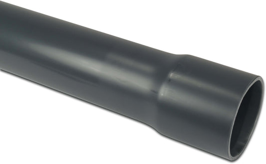 Druckrohr PVC-U 125 mm x 7,4 mm Klebemuffe x Glatt 16bar ISO-PN16 Grau 5m (VE: 5 m)
