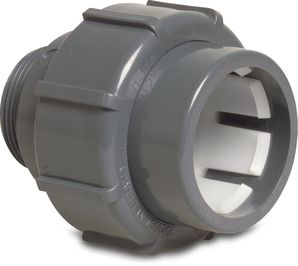 Verschraubung PVC-U Klemm x Außengewinde 4bar Grau