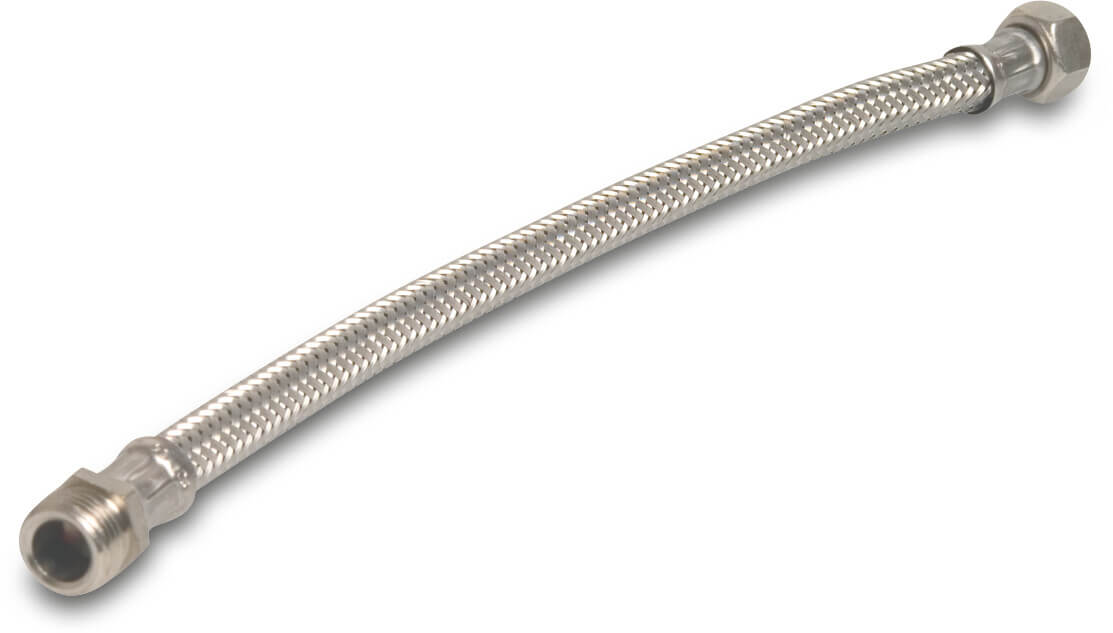 Flexibler schlauch Edelstahl/EPDM 1 1/4" Außengewinde x Überwurfmutter IG 6bar DN32 50cm Edelstahl Messing Außengewinde KTW/DVGW Typ gerade (VE: 10 St.)