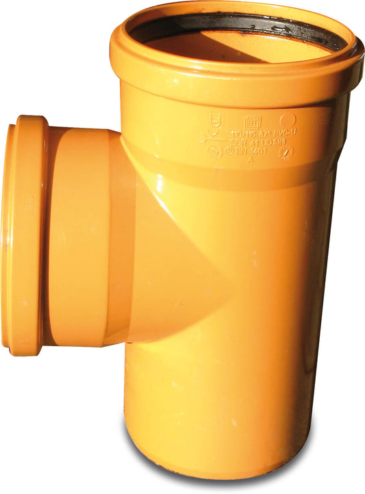 Einfachabzweig 87° PVC-U SN4 Steckmuffe x Steckmuffe x Stutzen Rostbraun