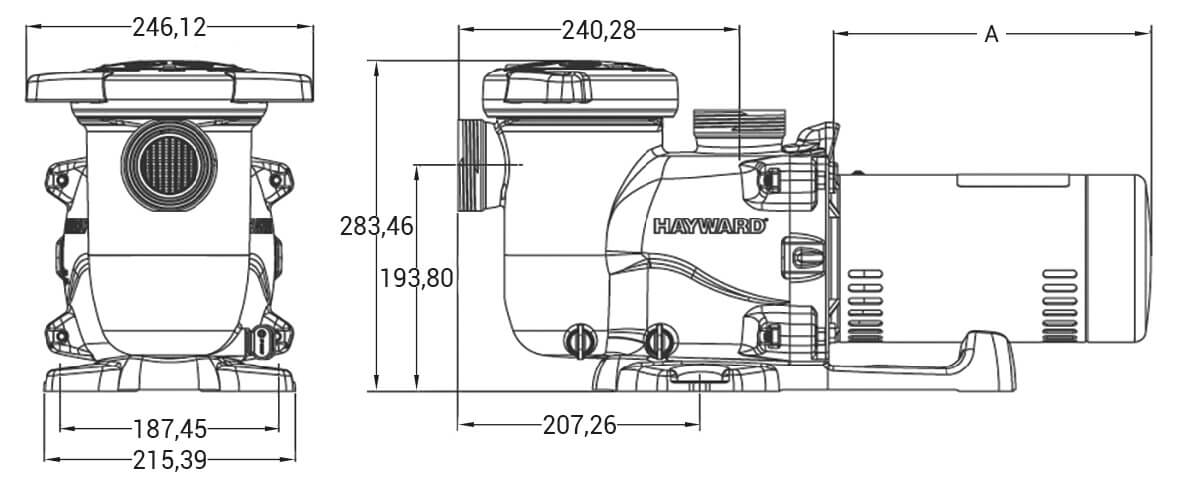 Hayward Max-Flo Schwimmbadpumpe PP GF 1 1/2" Innengewinde 4,5/2,6A 400VAC Schwarz 0,75PS