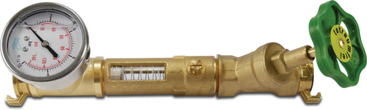 Durchflussmesser mit Absperrhahn Messing 1" Außengewinde x Schnellkupplung KA 40 10bar 5-42l/min