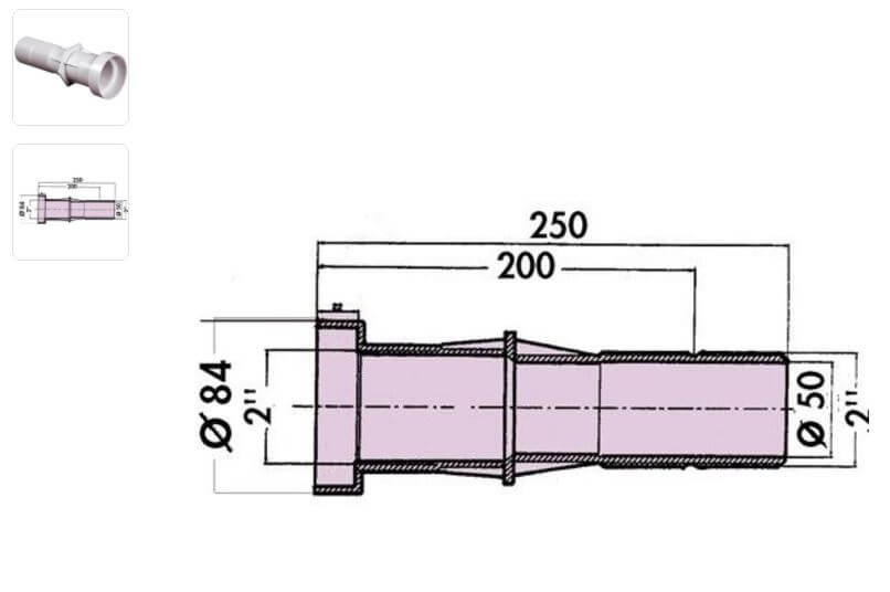 Hayward Mauerdurchführung PVC-U 2" x 2" x 50 mm Innengewinde x Außengewinde x Klebemuffe Weiß 250 mm Mini-LED