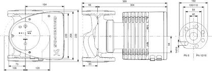 Grundfos Umwälzpumpe mit variabler Drehzahl Edelstahl DIN Flansch 10bar 2.87A 230VAC Schwarz/Rot