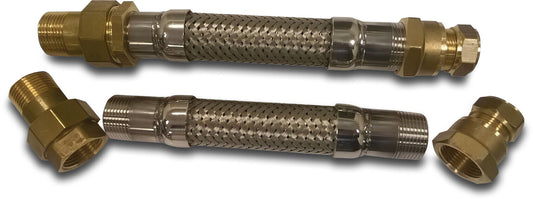 DAB ESYBOX Flexibler schlauch Edelstahl 1" Außengewinde x Innengewinde 25cm Edelstahl