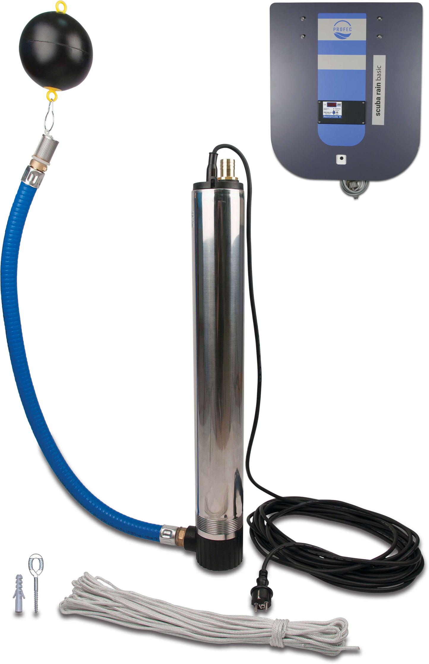Profec Regenwasser Versorgungsmanager Blau Typ Scuba mit Tauchpumpe