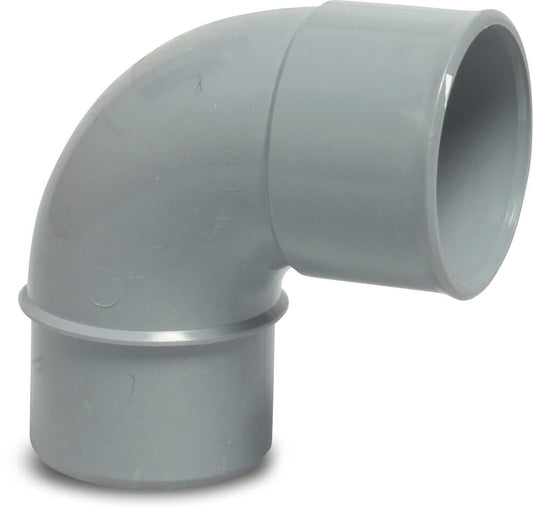 Bogen 90° PVC-U 75 mm Klebemuffe x Stutzen Grau KOMO