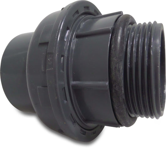 Praher Verschraubung PVC-U 50 mm x 1 1/2" Klebemuffe x Außengewinde 10bar Grau