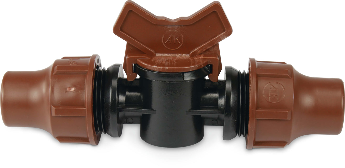Stopfenventil PE 16 mm lock Braun Typ BF-92 lock (VE: 10 St.)