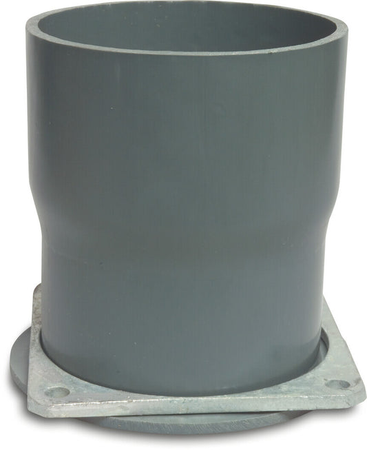 Übergangsstück PVC/Stahl 5" x 125 mm Quadratflansch x Klebemuffe
