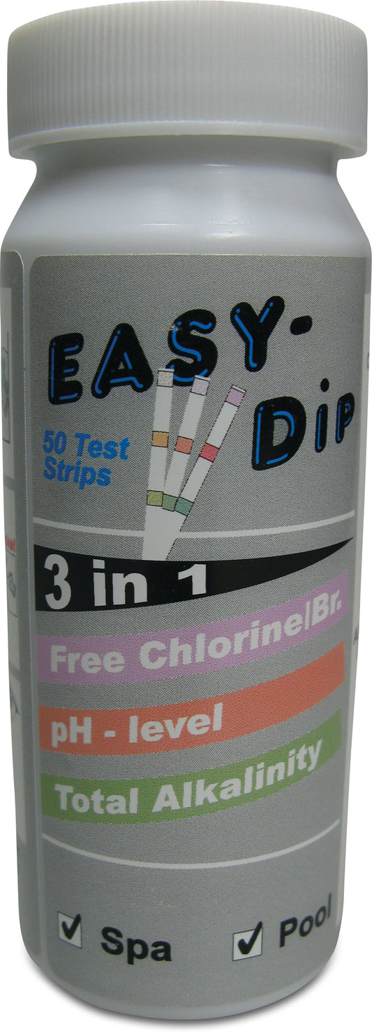 Pool-I.D. 3-in-1-Teststreifen zur Messung von pH-, Chlor-, Brom- und Alkalinitätswerten 50 Stück