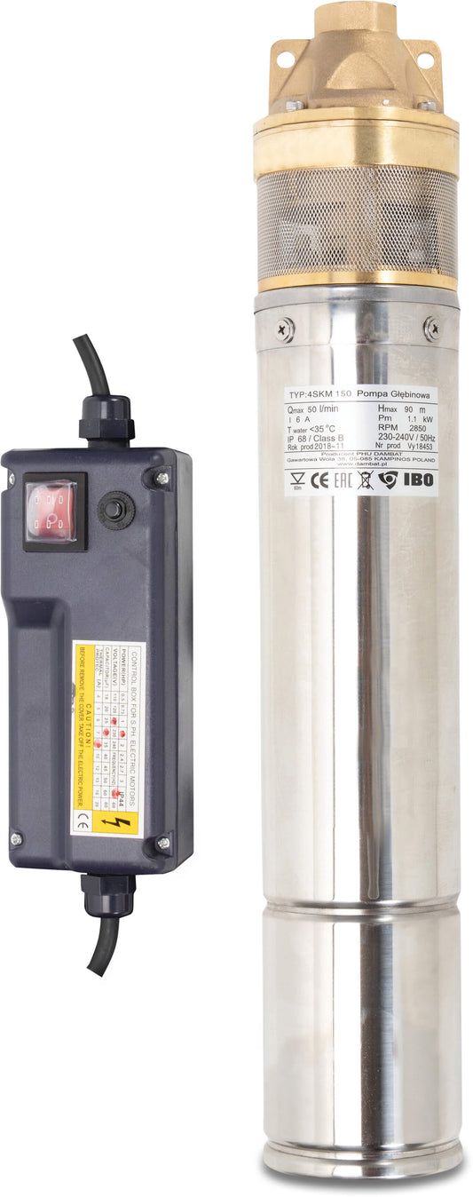 Brunnenpumpe 1" Innengewinde 10A 230/400VAC Typ with control box - oil cooling