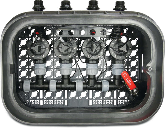 Montierter Ventilkasten rechteckig HDPE 1" Außengewinde Grün Typ 3 Ventile 100-HV Rain Bird