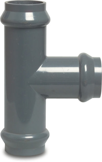T-Stück 90° PVC-U Steckmuffe 10bar Grau