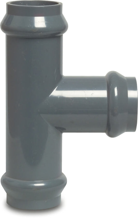 T-Stück 90° PVC-U Steckmuffe 10bar Grau